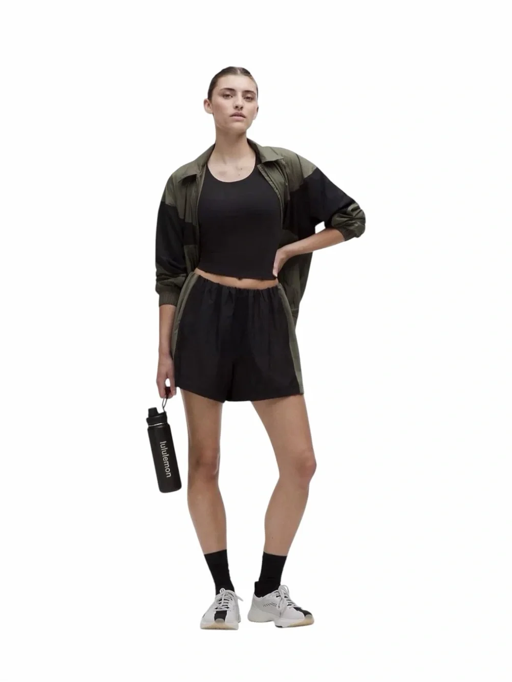 Lululemon Nylon High-Rise Shorts 5” • Retro Remix Set • Black/Army Green • NWT